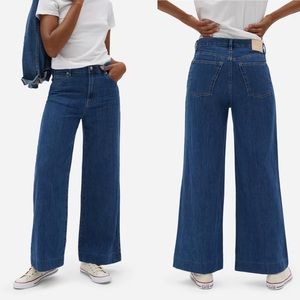 EVERLANE Organic Cotton Wide Leg Jeans High Rise Baggy Pants Size 27 Regular